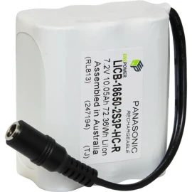 LICB-18650-2S3P-HC-R - 7.2V 10.05Ah high capacity LiIon battery with CE180 2.1mm DC jack